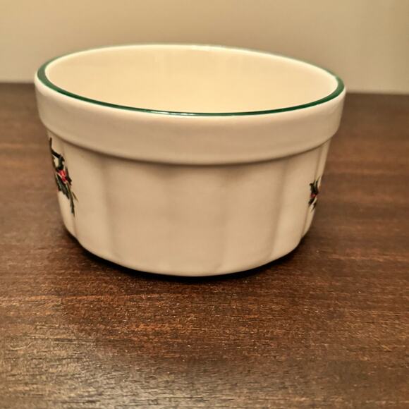 VTG Christmas Heritage PFALTZGRAFF Stoneware Dip Bowl Ramekin Holly Candy Dish - Picture 4 of 12
